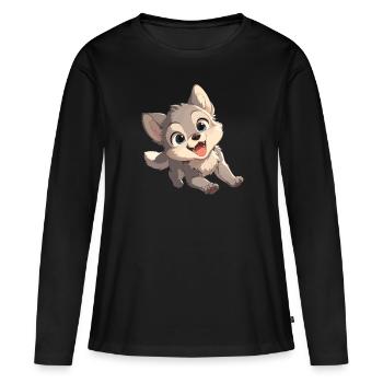 Loups Loup - T-shirt manches longues Premium bio Femme - noir - Devant - Julia (174cm)