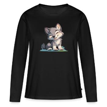 Wölfe Wolf - Frauen Premium Bio Langarmshirt - Schwarz - Vorne - Julia (174cm)