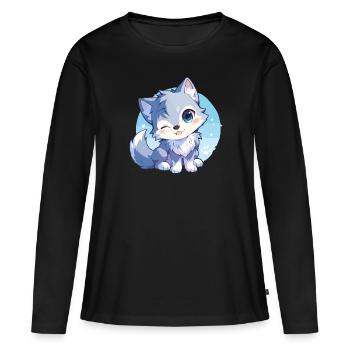Loups Loup - T-shirt manches longues Premium bio Femme - noir - Devant - Julia (174cm)