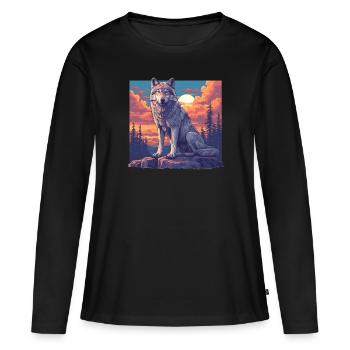 Loups Loup - T-shirt manches longues Premium bio Femme - noir - Devant - Julia (174cm)