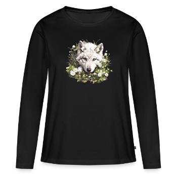 Wölfe Wolf - Frauen Premium Bio Langarmshirt - Schwarz - Vorne - Julia (174cm)