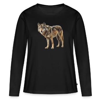 Wölfe Wolf - Frauen Premium Bio Langarmshirt - Schwarz - Vorne - Julia (174cm)