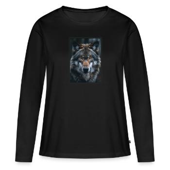 Wölfe Wolf - Frauen Premium Bio Langarmshirt - Schwarz - Vorne - Julia (174cm)