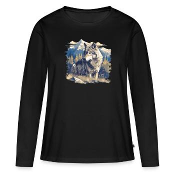 Loups Loup - T-shirt manches longues Premium bio Femme - noir - Devant - Julia (174cm)
