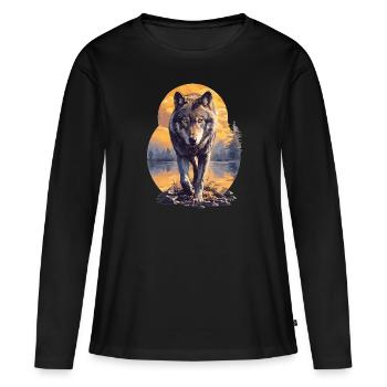 Loups Loup - T-shirt manches longues Premium bio Femme - noir - Devant - Julia (174cm)