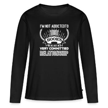 In Relationship with Books - Women's Premium Organic Long Sleeve Shirt - black - Front - Julia (174cm)