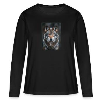 Wölfe Wolf - Frauen Premium Bio Langarmshirt - Schwarz - Vorne - Julia (174cm)