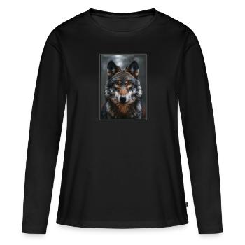 Wölfe Wolf - Frauen Premium Bio Langarmshirt - Schwarz - Vorne - Julia (174cm)