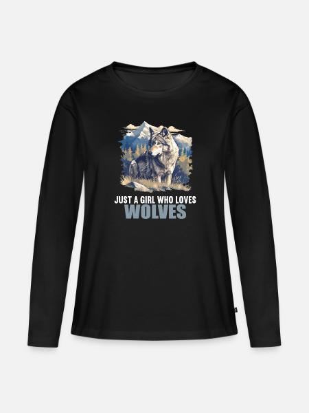 Wölfe Wolf - Frauen Premium Bio Langarmshirt - Schwarz