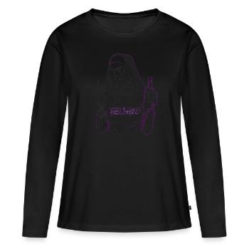 Rebellious Nun Techno Party Hardstyle - Women's Premium Organic Long Sleeve Shirt - black - Front - Julia (174cm)