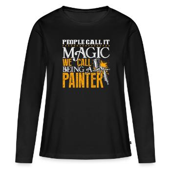 Painter Being A Painter - Women's Premium Organic Long Sleeve Shirt - black - Front - Julia (174cm)