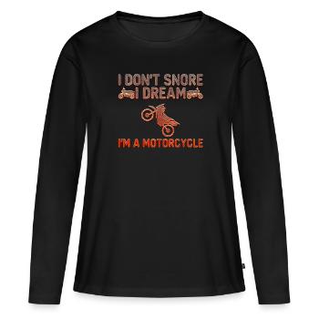 Je ne ronfle pas, je dreem Je suis une Moto - T-shirt manches longues Premium bio Femme - noir - Devant - Julia (174cm)