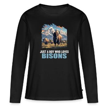 Bisons Bison - T-shirt manches longues Premium bio Femme - noir - Devant - Julia (174cm)