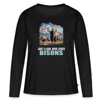 Bisons Bison - T-shirt manches longues Premium bio Femme - noir - Devant - Julia (174cm)