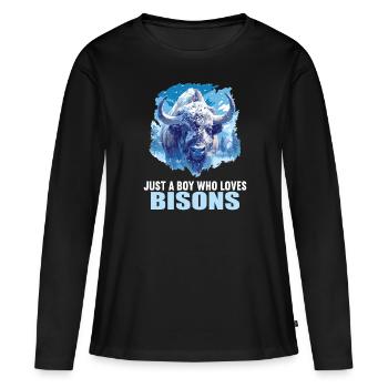 Bisons Bison - T-shirt manches longues Premium bio Femme - noir - Devant - Julia (174cm)