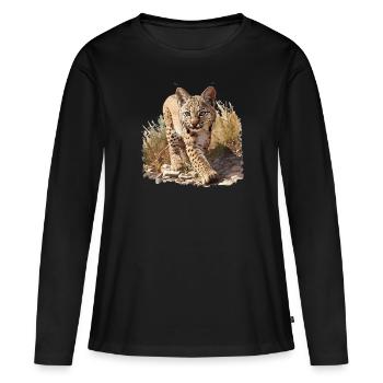 Bobcats Rotluchse Rotluchs Luchs - Frauen Premium Bio Langarmshirt - Schwarz - Vorne - Julia (174cm)