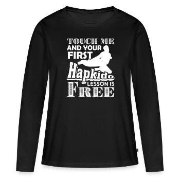 Touch Me And Hapkido Lesson Is Free - Women's Premium Organic Long Sleeve Shirt - black - Front - Julia (174cm)