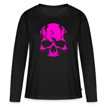 Crâne rose Crâne - T-shirt manches longues Premium bio Femme - noir - Devant - Julia (174cm)