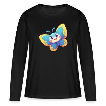 papillon papillons papillon papillon - T-shirt manches longues Premium bio Femme - noir - Devant - Julia (174cm)