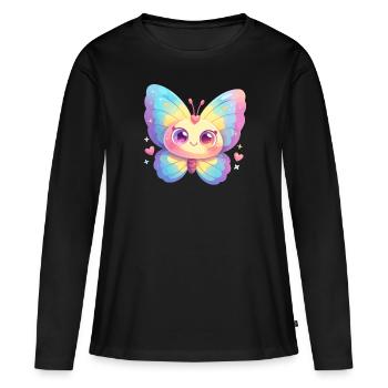 papillon papillons papillon papillon - T-shirt manches longues Premium bio Femme - noir - Devant - Julia (174cm)