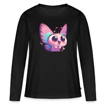papillon papillons papillon papillon - T-shirt manches longues Premium bio Femme - noir - Devant - Julia (174cm)
