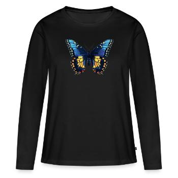 papillon papillons papillon papillon - T-shirt manches longues Premium bio Femme - noir - Devant - Julia (174cm)