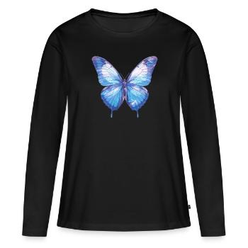 papillon papillons papillon papillon - T-shirt manches longues Premium bio Femme - noir - Devant - Julia (174cm)