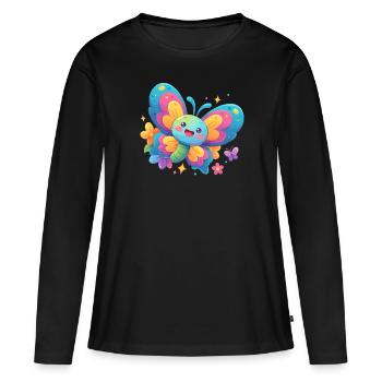 papillon papillons papillon papillon - T-shirt manches longues Premium bio Femme - noir - Devant - Julia (174cm)
