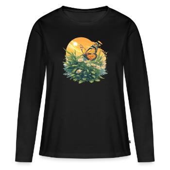 papillon papillons papillon papillon - T-shirt manches longues Premium bio Femme - noir - Devant - Julia (174cm)