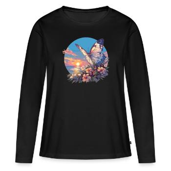 papillon papillons papillon papillon - T-shirt manches longues Premium bio Femme - noir - Devant - Julia (174cm)