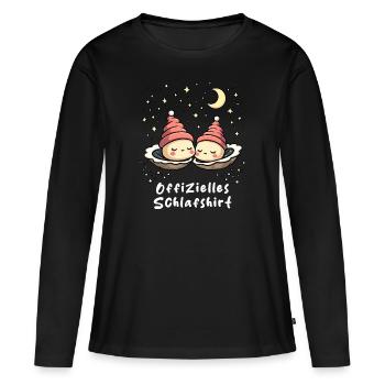 Offizielles Schlafshirt Pärchen Austern - Frauen Premium Bio Langarmshirt - Schwarz - Vorne - Julia (174cm)
