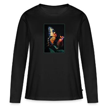 papillon papillons papillon papillon - T-shirt manches longues Premium bio Femme - noir - Devant - Julia (174cm)