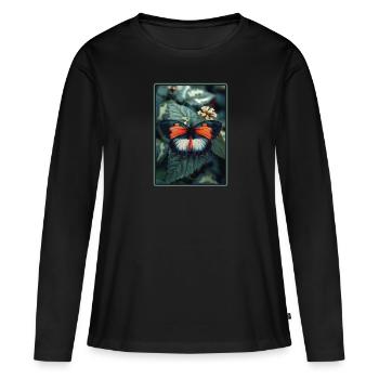 papillon papillons papillon papillon - T-shirt manches longues Premium bio Femme - noir - Devant - Julia (174cm)