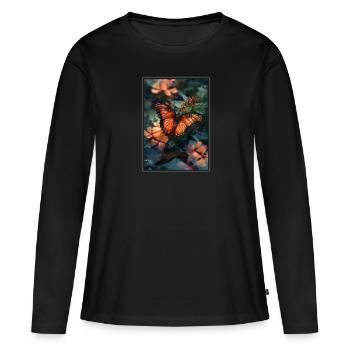 papillon papillons papillon papillon - T-shirt manches longues Premium bio Femme - noir - Devant - Julia (174cm)