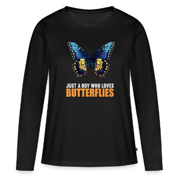 papillon papillons papillon papillon - T-shirt manches longues Premium bio Femme - noir - Devant - Julia (174cm)