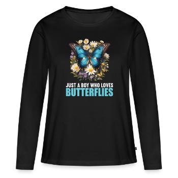 papillon papillons papillon papillon - T-shirt manches longues Premium bio Femme - noir - Devant - Julia (174cm)