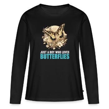papillon papillons papillon papillon - T-shirt manches longues Premium bio Femme - noir - Devant - Julia (174cm)