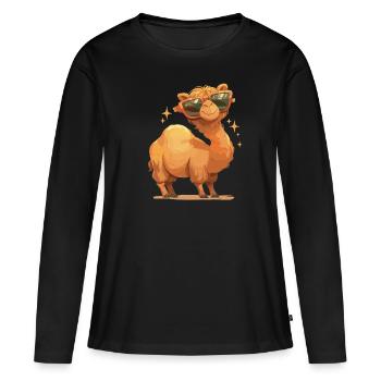 Camel Kamele Kamel - Frauen Premium Bio Langarmshirt - Schwarz - Vorne - Julia (174cm)