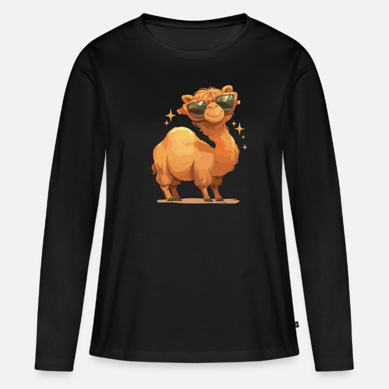 Camel Kamele Kamel - Frauen Premium Bio Langarmshirt - Schwarz
