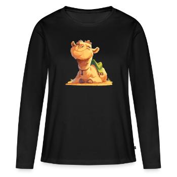 Camel Kamele Kamel - Frauen Premium Bio Langarmshirt - Schwarz - Vorne - Julia (174cm)