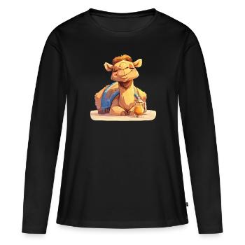 Camel Kamele Kamel - Frauen Premium Bio Langarmshirt - Schwarz - Vorne - Julia (174cm)