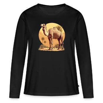 Camel Kamele Kamel - Frauen Premium Bio Langarmshirt - Schwarz - Vorne - Julia (174cm)
