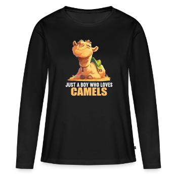 Camel Kamele Kamel - Frauen Premium Bio Langarmshirt - Schwarz - Vorne - Julia (174cm)