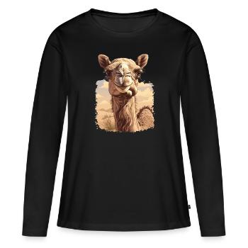Camel Kamele Kamel - Frauen Premium Bio Langarmshirt - Schwarz - Vorne - Julia (174cm)