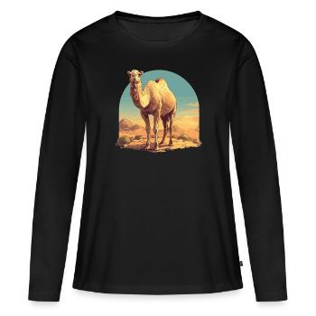 Camel Kamele Kamel - Frauen Premium Bio Langarmshirt - Schwarz - Vorne - Julia (174cm)