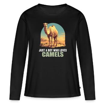 Camel Kamele Kamel - Frauen Premium Bio Langarmshirt - Schwarz - Vorne - Julia (174cm)