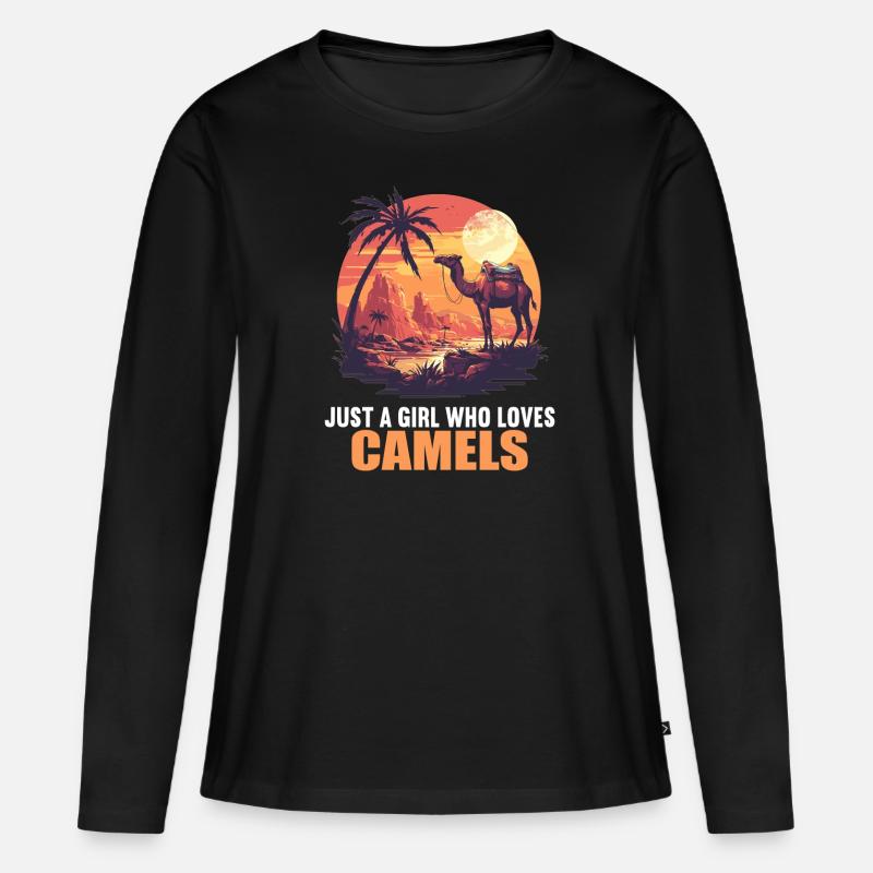 Camel Kamele Kamel - Frauen Premium Bio Langarmshirt - Schwarz