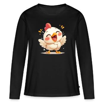 Coq Coqs Coq - T-shirt manches longues Premium bio Femme - noir - Devant - Julia (174cm)