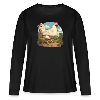 Coq Coqs Coq - T-shirt manches longues Premium bio Femme - noir - Devant - Julia (174cm)