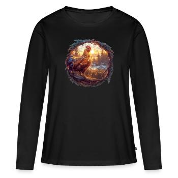 Coq Coqs Coq - T-shirt manches longues Premium bio Femme - noir - Devant - Julia (174cm)